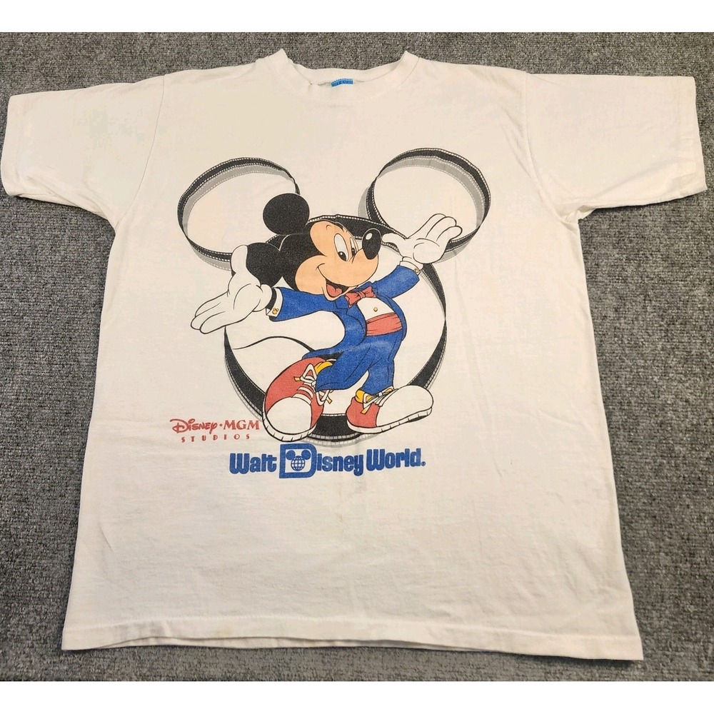 Disney World L Vintage Single Stitch Mickey Tuxedo Tee T Made USA Rare 80s Retro